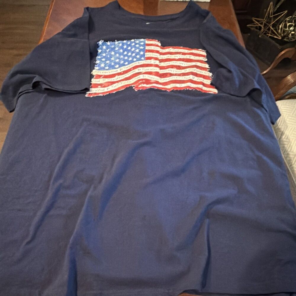 KingSize Navy Cotton Patriotic Flag Men's 5XL Tall Short Sleeve T-Shirt